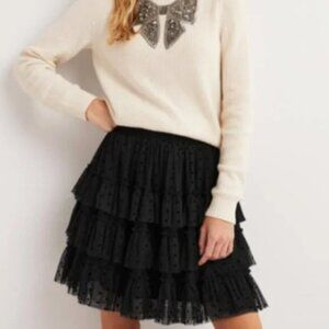 Boden Polka Dot Ruffle Tulle Mini Skirt